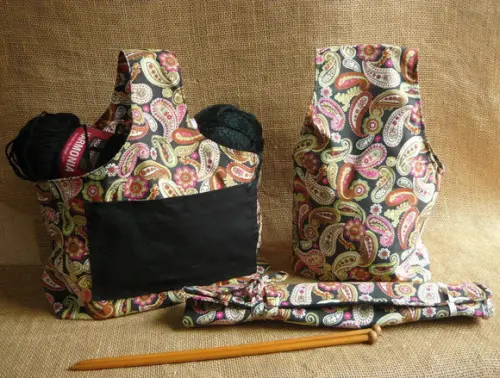 Bolsa para Tricô e Crochê com Porta Agulhas e Porta Novelo