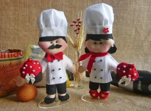 Casal Cozinheiros /chefs de Cozinha em Feltro