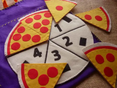 Pizza de Feltro - Números e Frações