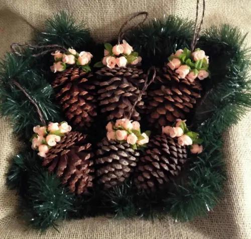 Pinhas Naturais com Flores - Kit com 6