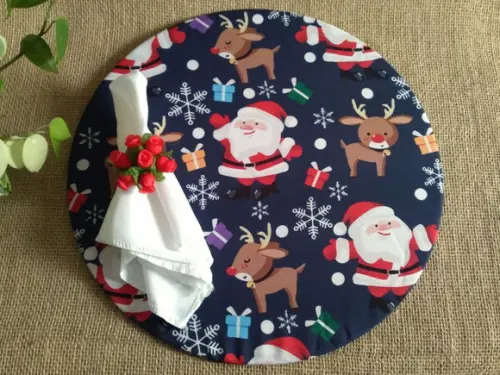 Kit 4 Capas Papai Noel para Sousplat + 4 Porta Guardanapo