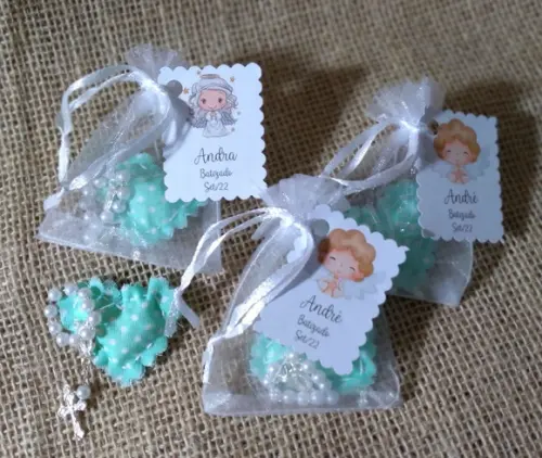 Lembrancinha de Batizado- Mini Tercinho e Sache Kit 10 Unid.