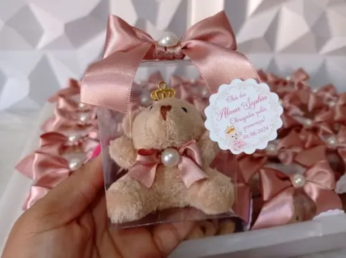 Lembrancinha Maternidade Menina Ursinho Chaveiro Chá Bebê