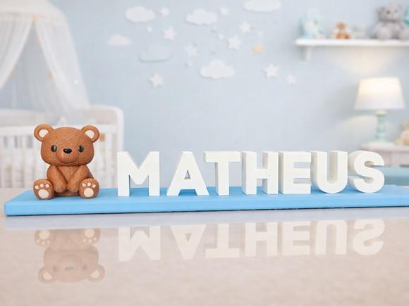 Nome Personalizado + Ursinho | Decoração Quar