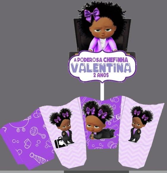Centro de Mesa Poderosa Chefinha Negra (afro, Lilas)