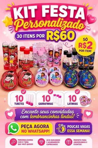 Kit 30 Itens (qualquer Tema)