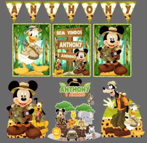 Kit Só Um Bolinho Mickey Safari