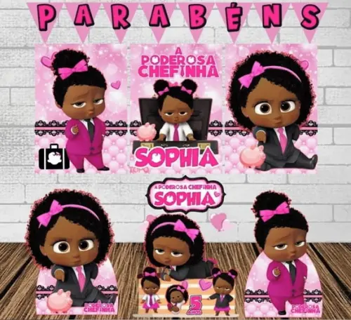 Kit Só Um Bolinho Poderosa Chefinha Negra (cabelo Afro)