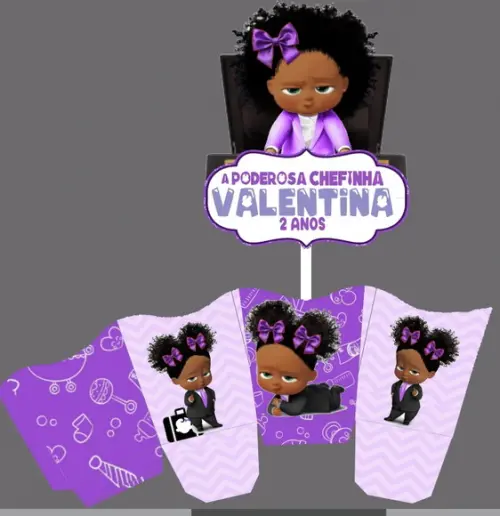 Centro de Mesa Poderosa Chefinha Negra (afro, Lilas)