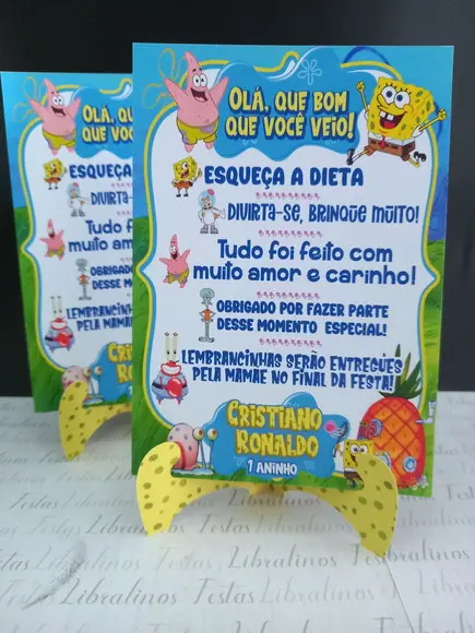 Centro de Mesa Recado Bob Esponja