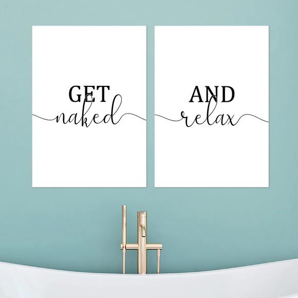 2 Quadros Digitais - Banheiro Get naked and relax