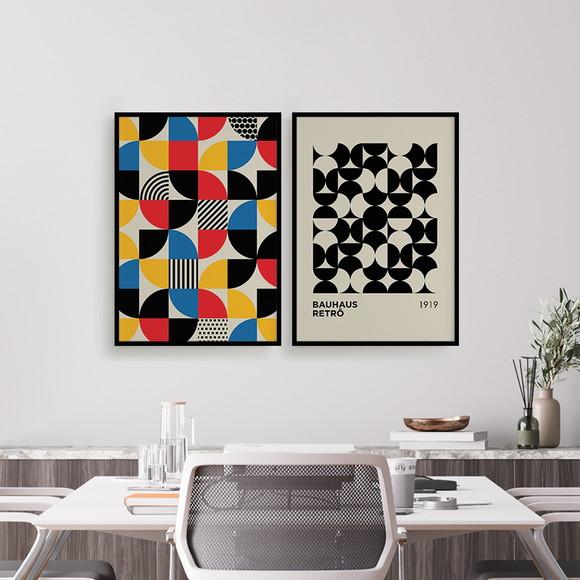 2 Quadros Digitais - Bauhaus Colorido E Retrô