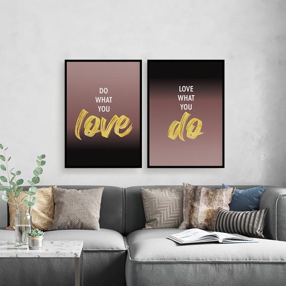 2 Quadros Digitais - do What You Love - Roxo e Preto