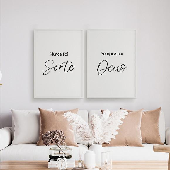 2 Quadros Digitais - Nunca Foi Sorte Sempre Foi Deus Branco