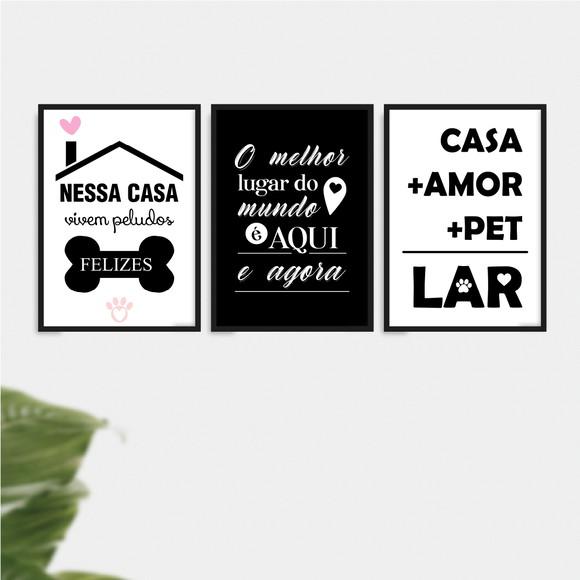 3 Quadros Digitais - Casa Amor Pet Lar - Peludos Felizes