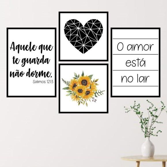 4 Quadros Digitais - Aquele que te guarda O amor está no lar