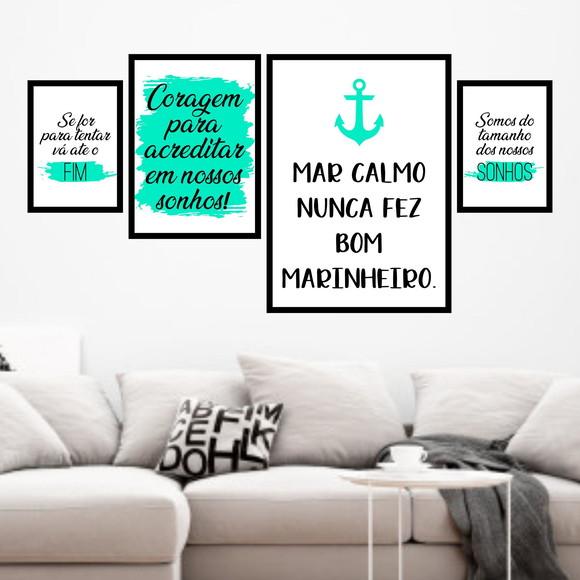 4 Quadros Digitais - Mar Calmo Nunca fez bom Marinheiro