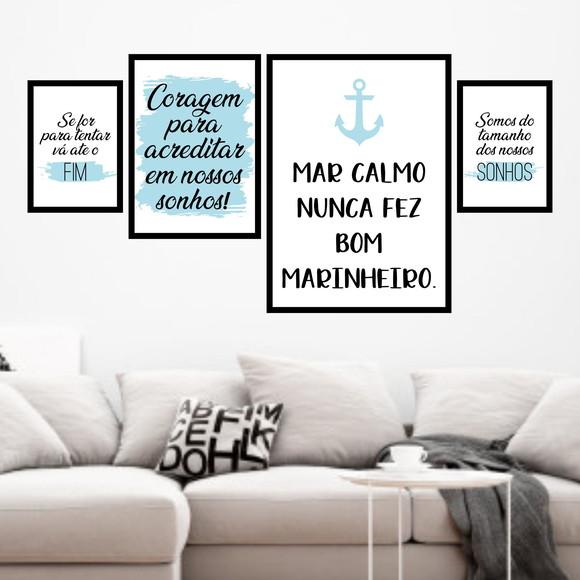 4 Quadros Digitais - Mar Calmo Nunca fez bom Marinheiro