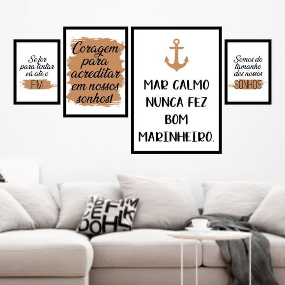 4 Quadros Digitais - Mar Calmo Nunca fez bom Marinheiro