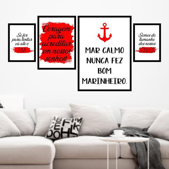 4 Quadros Digitais - Mar Calmo Nunca fez bom Marinheiro