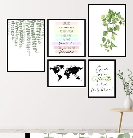 5 Quadros Digitais - Samambaia É Preciso Amor Mapa Planta