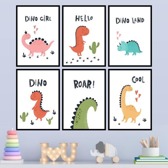 6 Quadros Digitais - Dinossauros