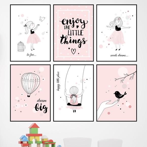 6 Quadros Digitais - Menina no Balanço