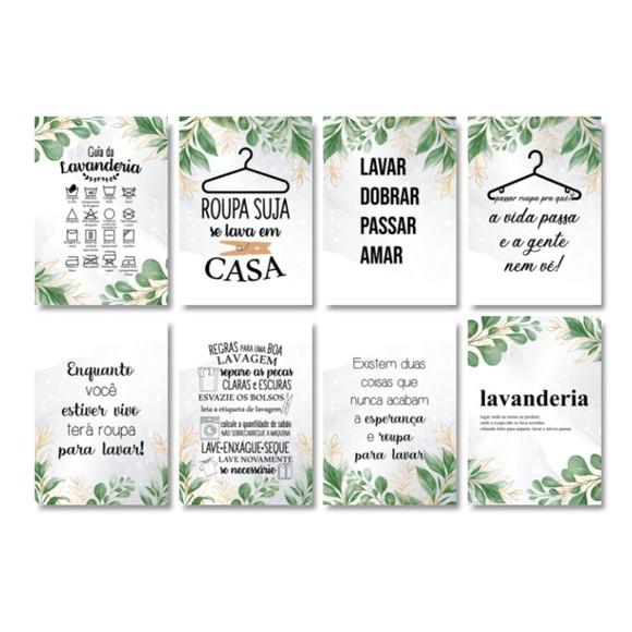 8 Quadros Digitais - Lavanderia Folhas