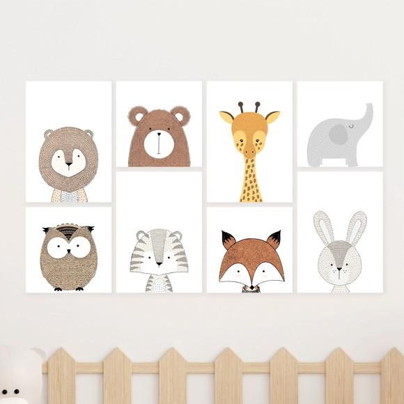 8 Quadros Digitais - Animais Escandinavos