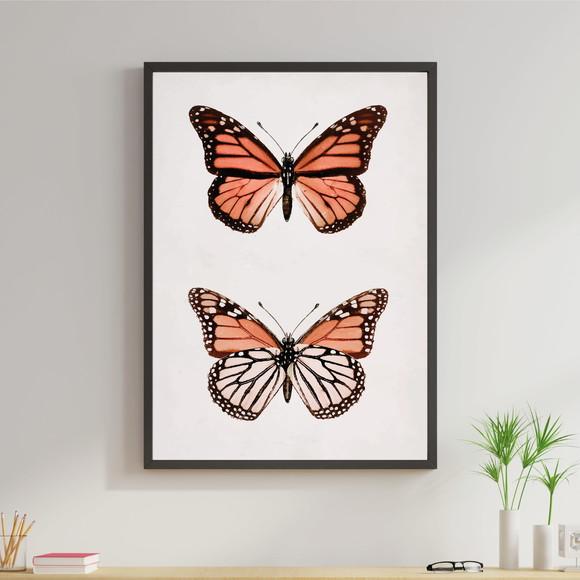 Arte Digital Quadro - 2 Borboletas Laranja