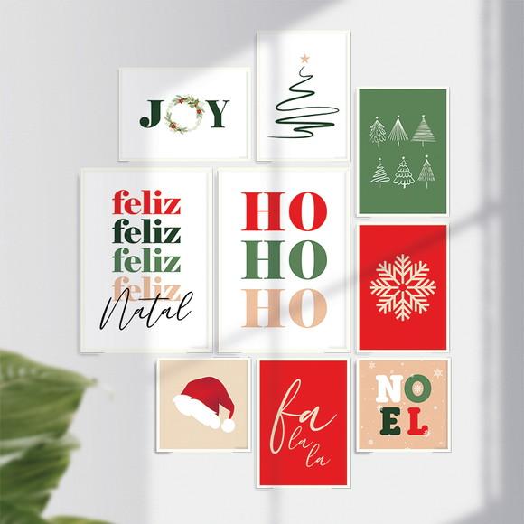 9 Quadros Digitais - Hohoho Feliz Natal Floco de Neve