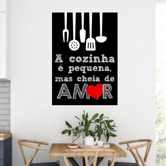 Arte Digital Quadro - A cozinha é pequena mas cheia de amor