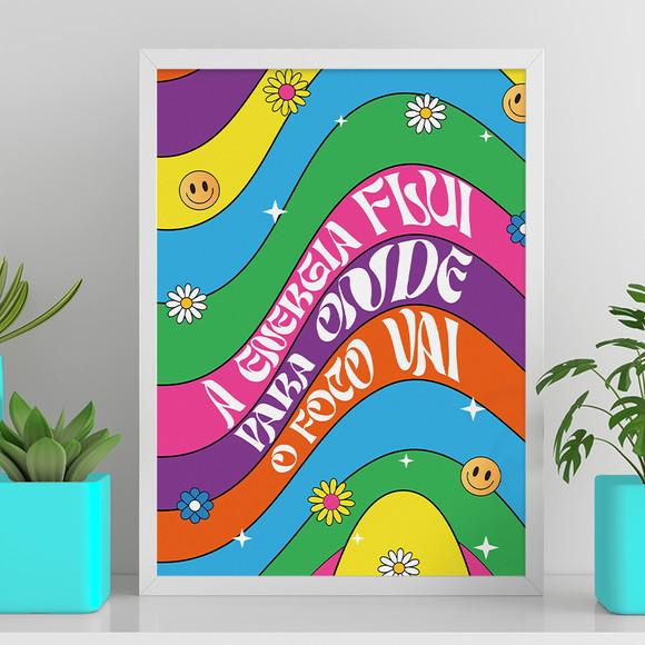 Arte Digital Quadro - a Energia Flui para Onde o Foco Vai