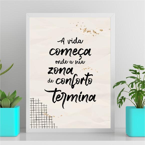 Arte Digital Quadro - a Vida Começa Onde a Zona de Conforto