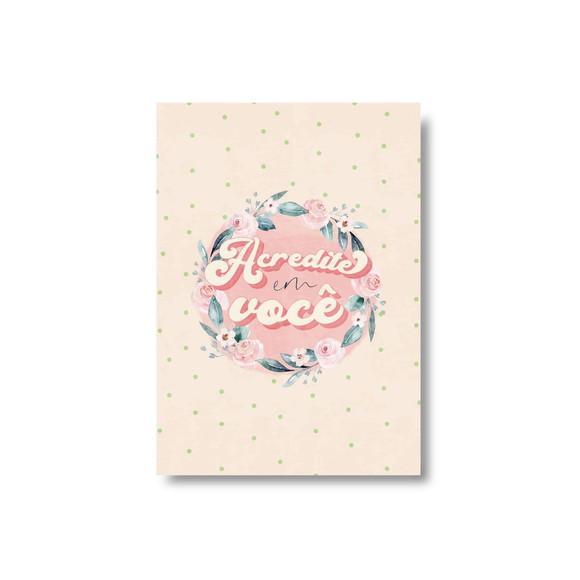 Arte Digital Quadro - Acredite em Você - Arco de Flores Rosa