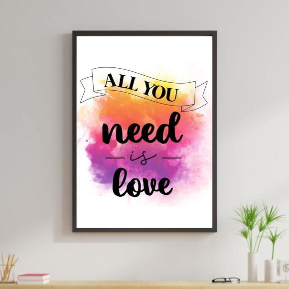 Arte Digital Quadro - All you need is love Aquarela