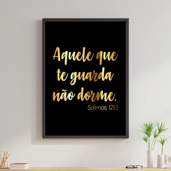 Arte Digital Quadro - Aquele que te guarda não dorme Dourado