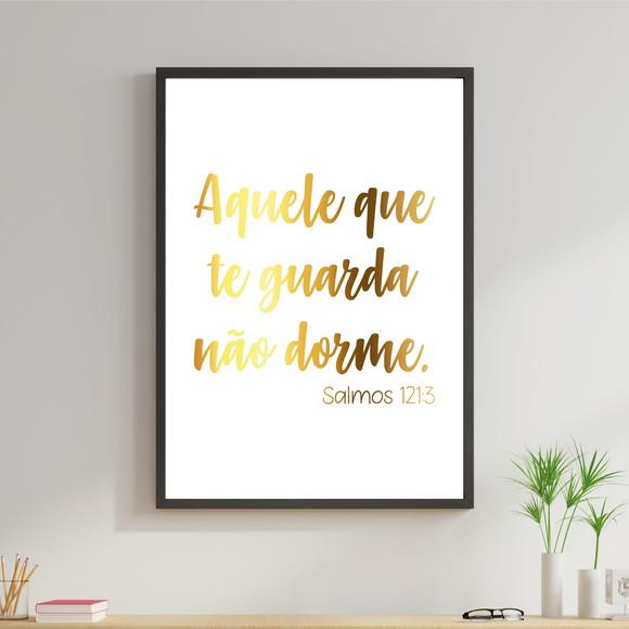 Arte Digital Quadro - Aquele que te guarda não dorme Dourado
