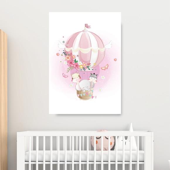 Arte Digital Quadro - Balão Rosa Safari Baby
