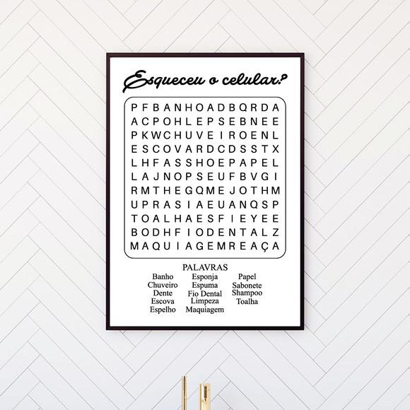 Arte Digital Quadro - Banheiro Caça Palavras