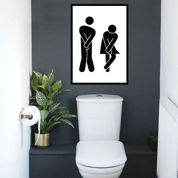 Arte Digital Quadro - Banheiro Mulher Homem