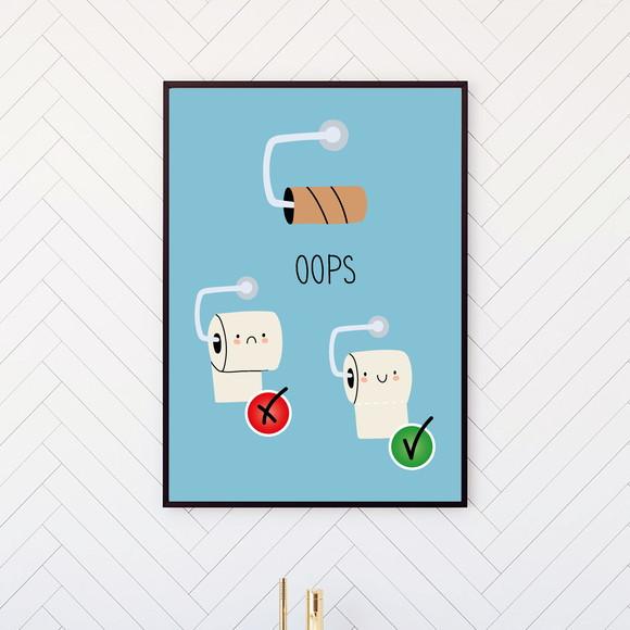 Arte Digital Quadro - Banheiro Papel Acabou
