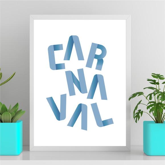 Arte Digital Quadro - Carnaval - Azul