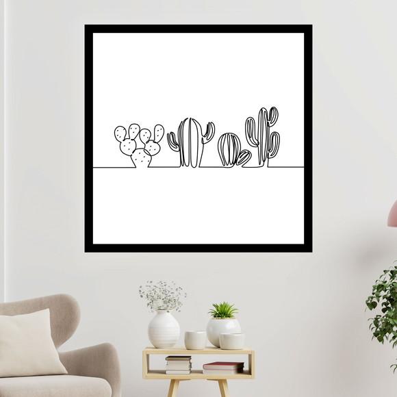 Arte Digital Quadro - Cactos Linha Contínua