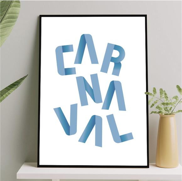 Arte Digital Quadro - Carnaval - Azul