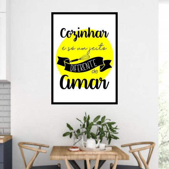 Arte Digital Quadro - Cozinhar é um jeito diferente de amar