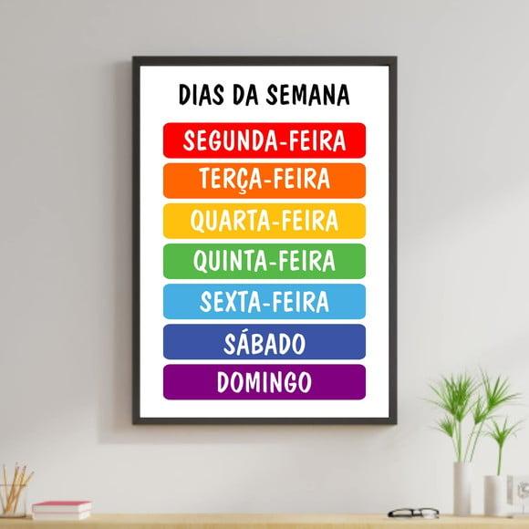 Arte Digital Quadro - Educativo Dias da Semana