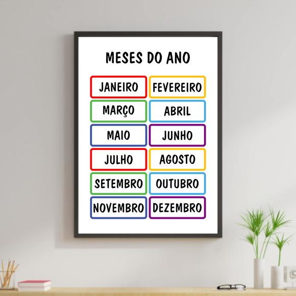 Arte Digital Quadro - Educativo Meses do Ano
