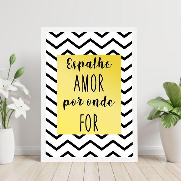 Arte Digital Quadro - Espalhe Amor Por Onde For Chevron