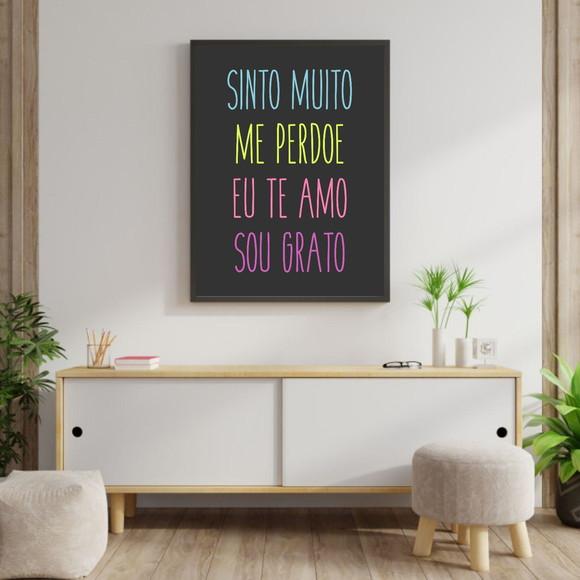 Arte Digital Quadro - Ho Oponopono Frases Fundo Preto